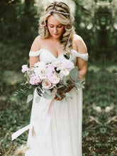 A-line Off-the-shoulder Chiffon Floor-length Wedding Dress With Ruffles